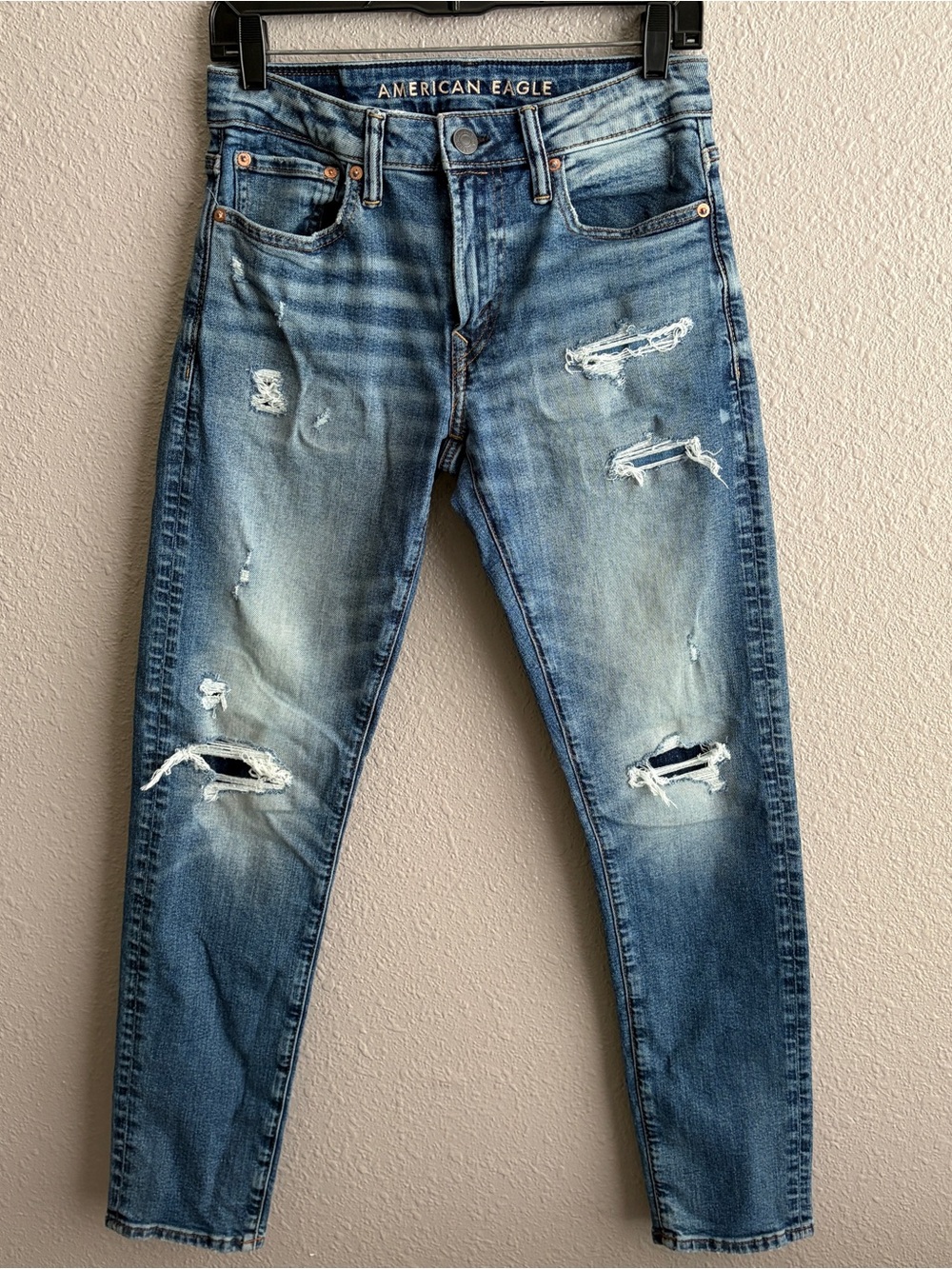 American‎ Eagle Airflex Athletic Skinny Destructed Jeans 28x32